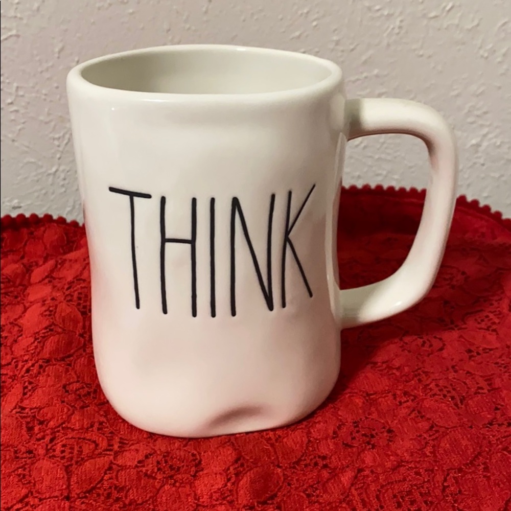 Rae Dunn mug with “Think” text